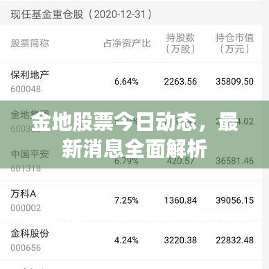 金地股票今日动态,最新消息全面解析