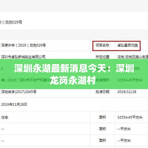 深圳永湖最新消息今天:深圳龙岗永湖村