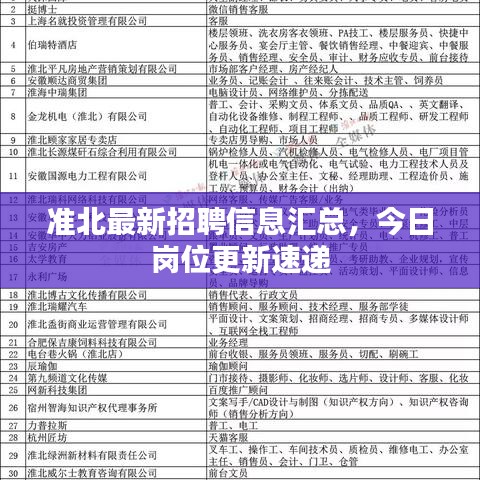 准北最新招聘信息汇总,今日岗位更新速递