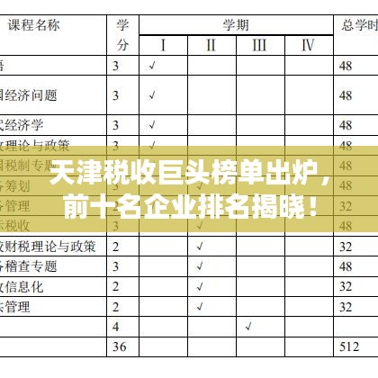 天津税收巨头榜单出炉,前十名企业排名揭晓!