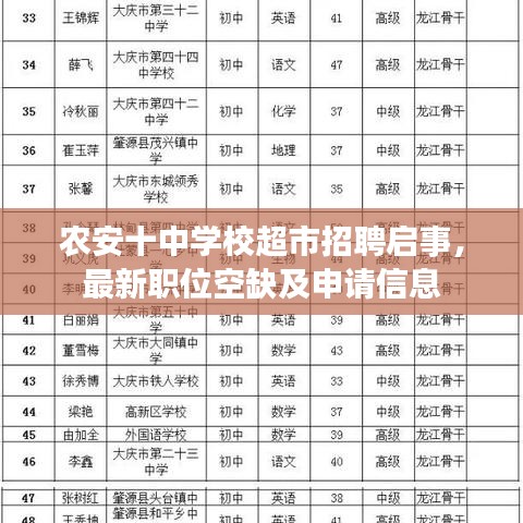 农安十中学校超市招聘启事,最新职位空缺及申请信息